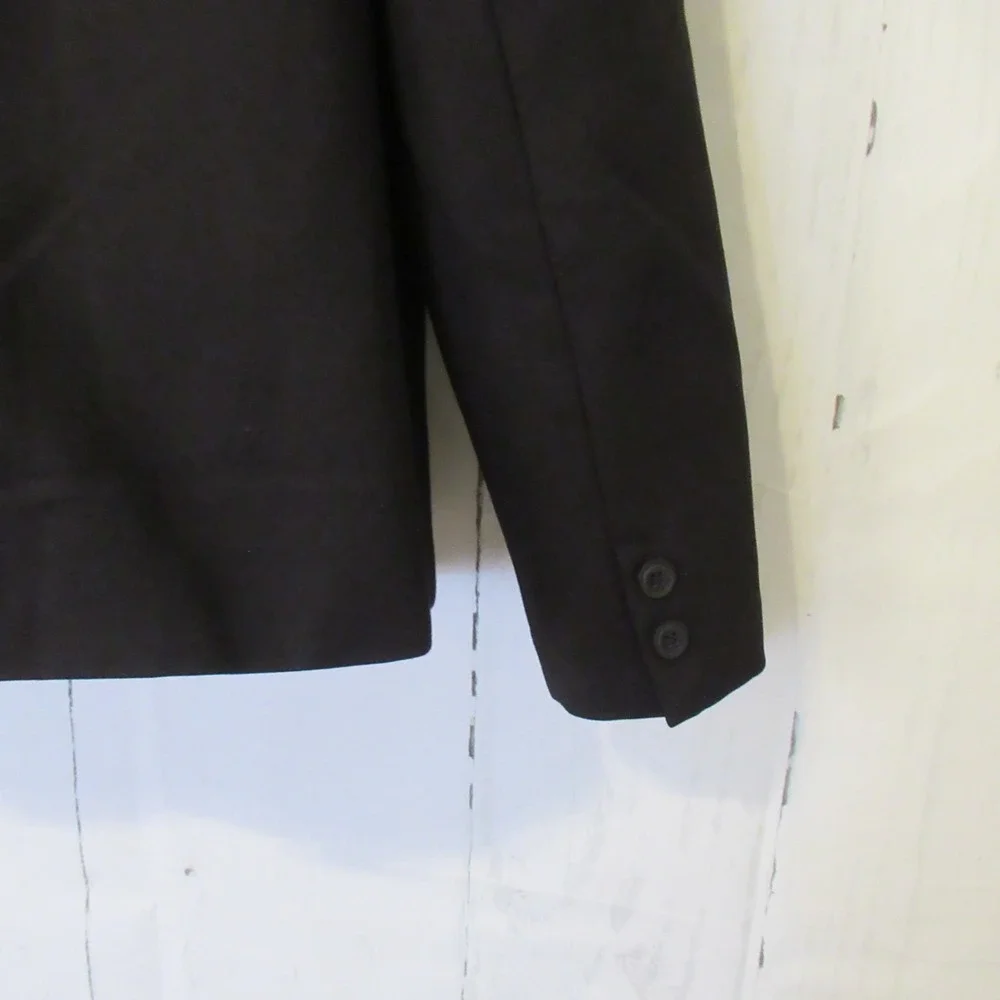 Quince Blazer Womens L Large Black Double Breasted Ponte Knit Travel Packable